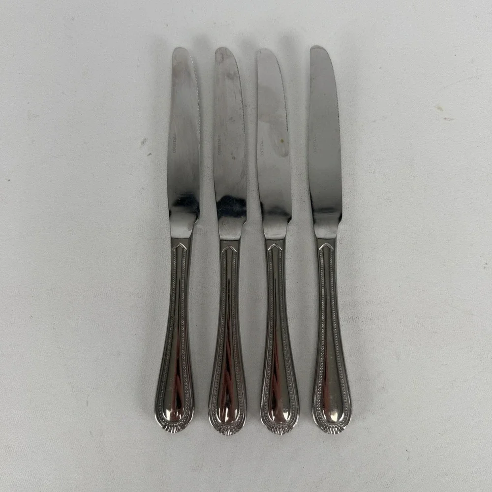 Oneida COUNTESS Stainless Butter Knife Glossy Beaded Silverware Flatware Set 4